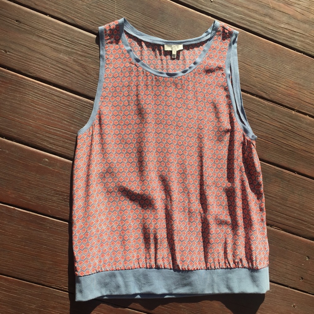 ☀️Joie Red Geometric Print Sleeveless Blouse Top